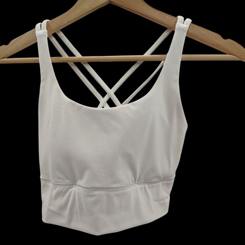 Quince Women Power-Up Long Line Strappy Sports Bra White Sleeved Top XS